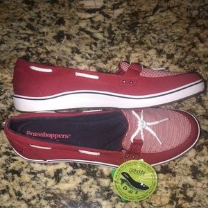 Ortholite Grasshoppers shoes red loafer boat shoe